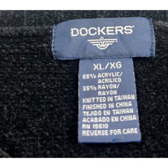 Vintage Dockers Sweater Mens XL Black Plaid Crewneck Knit Retro Pullover Warm - Picture 3 of 9